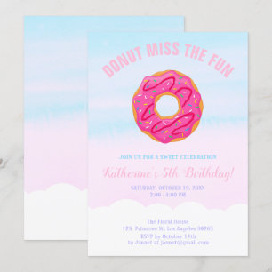 Convite A Rosquinha De Bebê Rosa Menina Perde O Aniversá