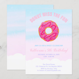 Convite A Rosquinha De Bebê Rosa Menina Perde O Aniversári
