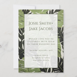 Convite A Selva Verde Branca e Moderna Deixa Casamento Inv