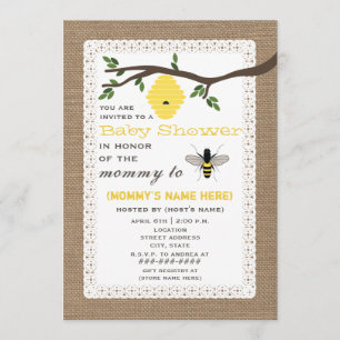 Convite A serapilheira inspirou o chá de fraldas temático