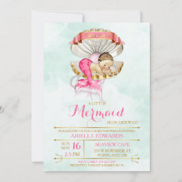 Convite A Sereia Dormindo com o Baby Clam Shell Tiara Dour