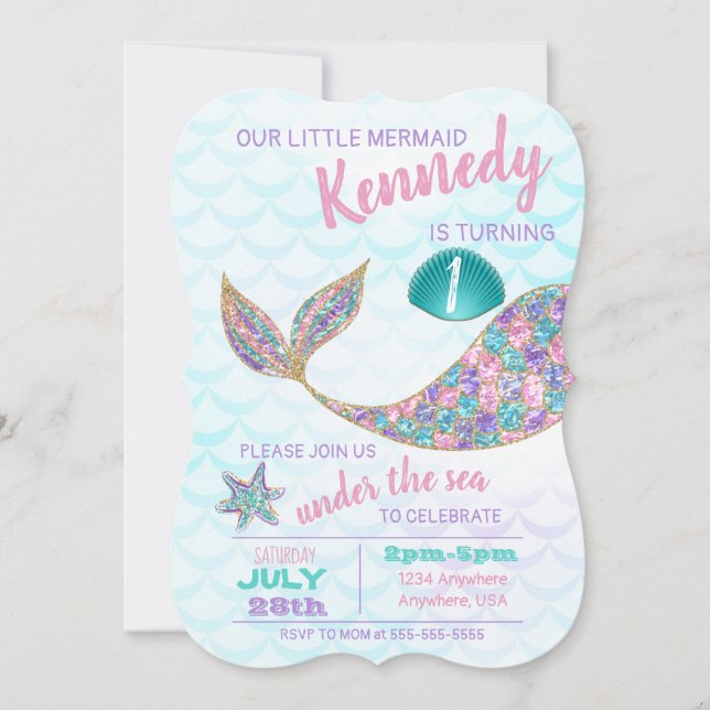 Convite À Sereia Glitter, Sob O Partido do Mar, (Frente)