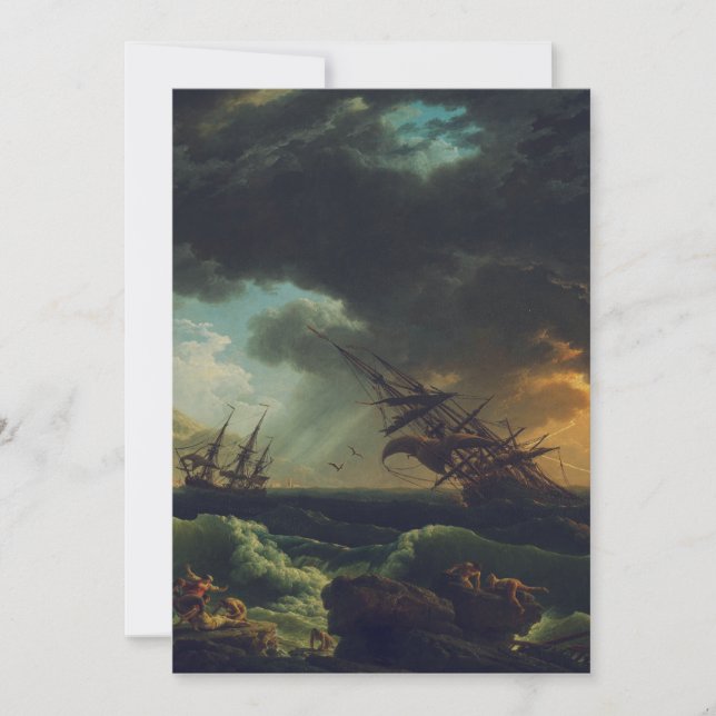 Convite A Shipwreck in Stormy Seas by Claude-Joseph Vernet (Frente)