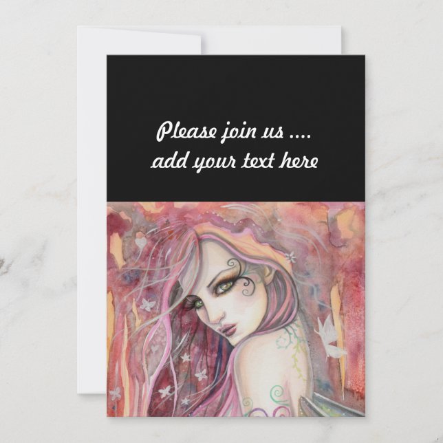 Convite A Shy Flirt Modern Fairy Fantasy Art (Frente)