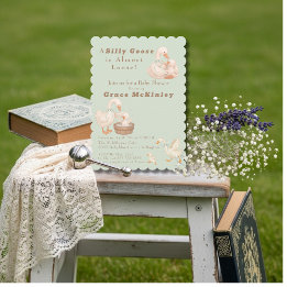 Convite A Silly Goose is Almost Loose green Baby Shower