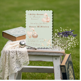 Convite A Silly Goose is Almost Loose green Baby Shower