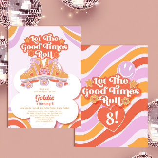 Convite A Skate do Roller Birthday Garota deixa rolar
