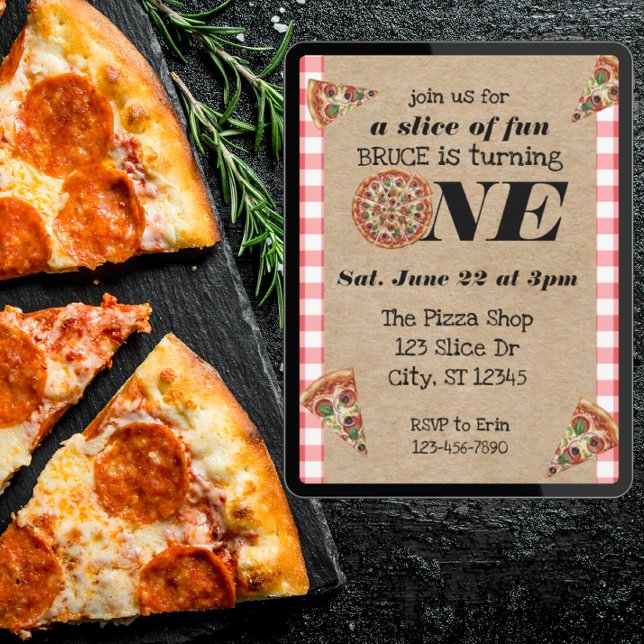 Convite A Slice of Fun 1st Birthday (Criador carregado)