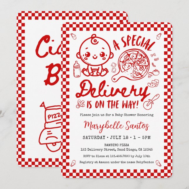 Convite A Special Delivery is on the way Baby Invitation (Frente/Verso)