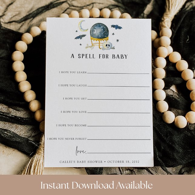 Convite A Spell for Baby Halloween Baby Shower Wishes Card (Criador carregado)