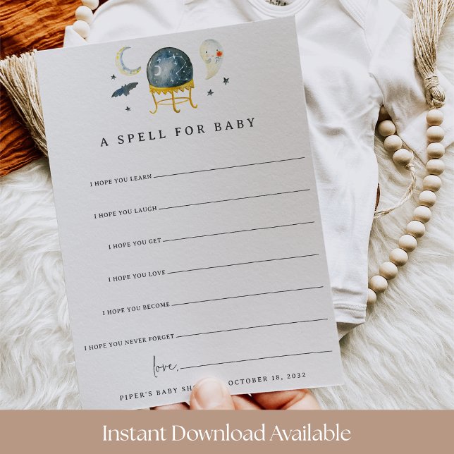 Convite A Spell for Baby Halloween Baby Shower Wishes Card (Criador carregado)