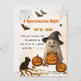 Convite A Spooktacular Night | Ghost & Pumpkin Halloween