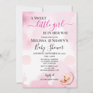 Convite A Sweet Little Girl Baby Shower Invitation