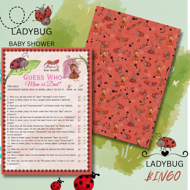 Convite A Sweet Little Lady Ladybug Guess Who Game Card (A Sweet Little Lady Ladybug Guess Who Game Card)