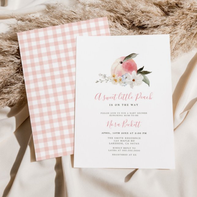 Convite A sweet little Peach Baby Shower Invitation (Criador carregado)
