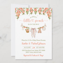 Convite A Sweet Little Peach Clothesline Baby Shower