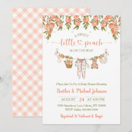 Convite A Sweet Little Peach Clothesline Baby Shower