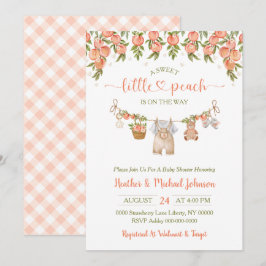Convite A Sweet Little Peach Clothesline Boy Baby Shower