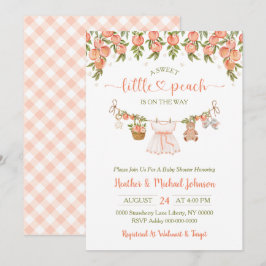 Convite A Sweet Little Peach Clothesline Girl Baby Shower