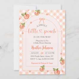 Convite A Sweet Little Peach Gingham Baby Shower