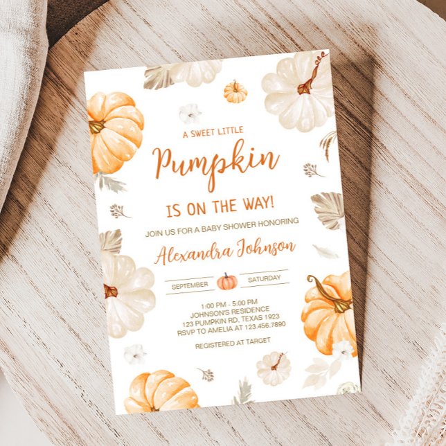 Convite A Sweet Little Pumpkin Fall Baby Shower (Fall A Sweet Little Pumpkin Baby Shower Invitation)