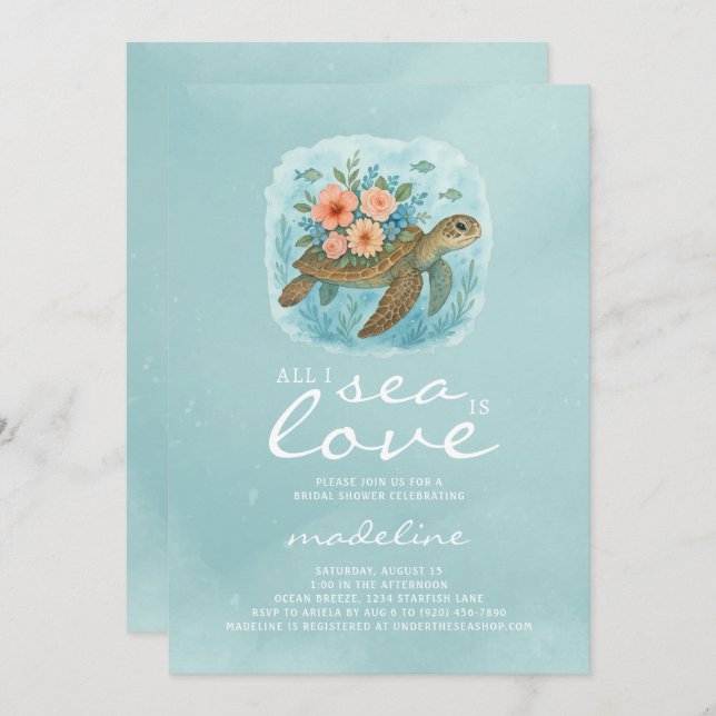 Convite A Tartaruga Do Mar Tudo Que Vejo É Chá de panela D (Frente/Verso)