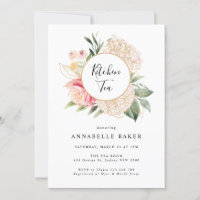 Convite à Tea de Peony e Gold Foil Blochen