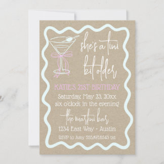 Convite A Tini Bit Older Birthday Martini 21st Birthday