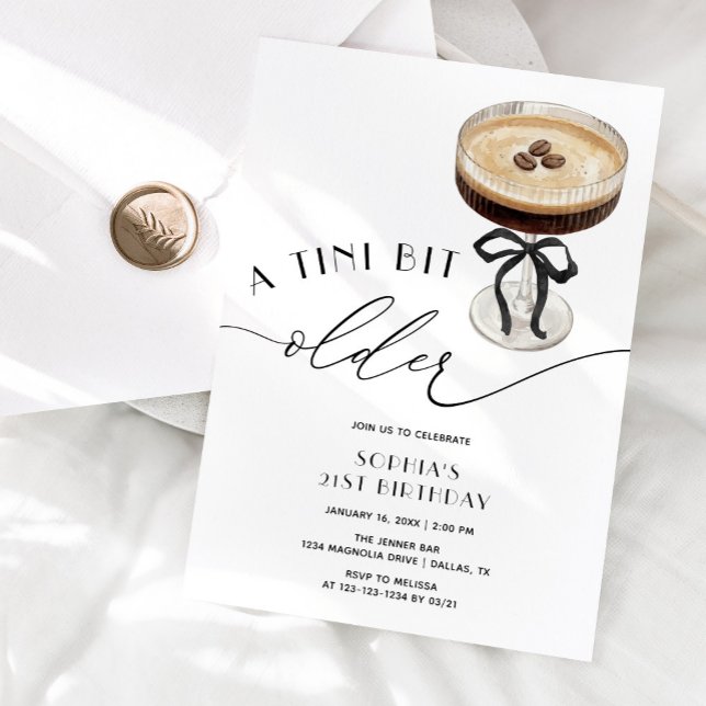 Convite A Tini Bit Older Espresso Martini 21st Birthday (Criador carregado)
