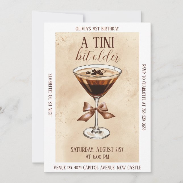 Convite A Tini Bit Older Espresso Martini Birthday Party (Frente)