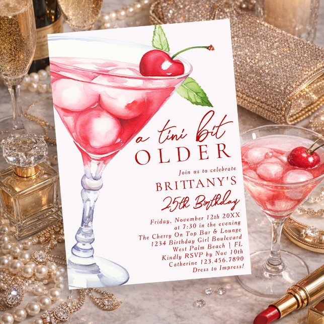 Convite A Tini Bit Older Martini Cocktail Birthday For Her (Criador carregado)
