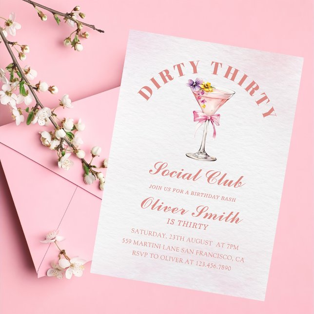 Convite A Tini Bit Older Martini Dirty Thirty Birthday (Criador carregado)