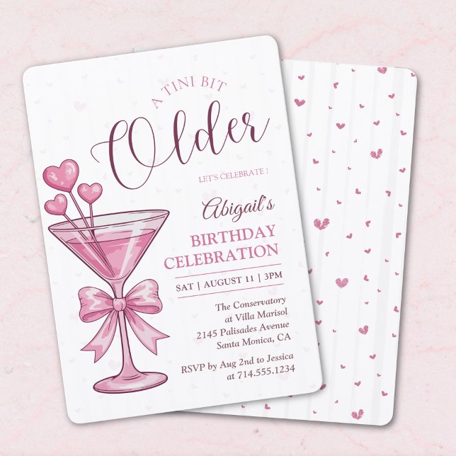 Convite A Tini Bit Older Pink Martini Cocktail Birthday  (Criador carregado)
