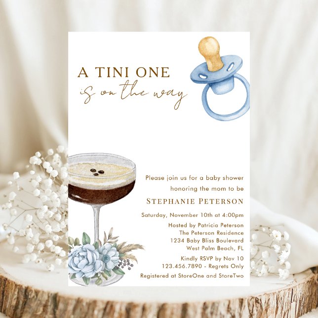 Convite A Tini One Blue Paci Espresso Martini Baby Shower (Criador carregado)