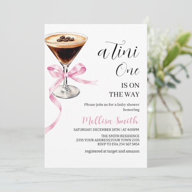 Convite A Tini One On The Way Espresso Martini Baby Shower (Em pé/Frente)