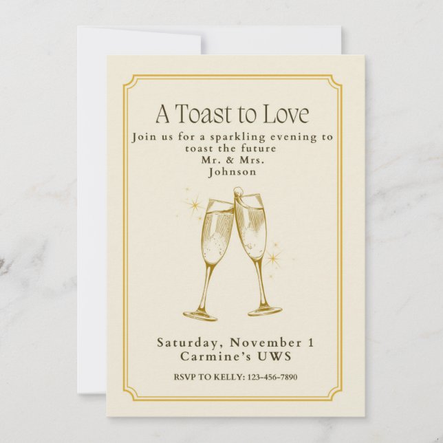 Convite A Toast to Love Engagement Party Invitation (Frente)