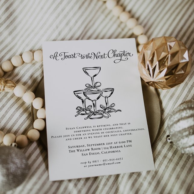 Convite A Toast to the Next Chapter | Elegant Retirement  (Criador carregado)