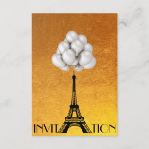 Convite A torre Eiffel de Paris Balloons o ouro branco
