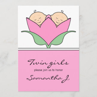Convite à Tulipa Rosa Chá de fraldas das Gêmeas Am