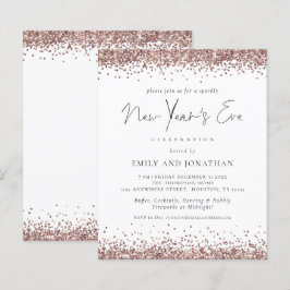 Convite à Véspera de ano novo de Glitter Dourada d