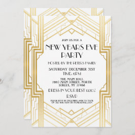 Convite a véspera de ano novo dos anos 20 convida o ouro