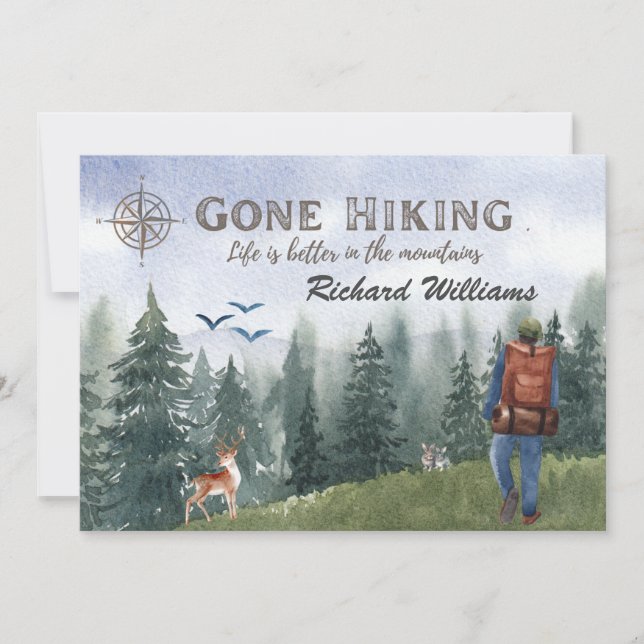 Convite A vida de caminhada é melhor que as montanhas Hike (Frente)