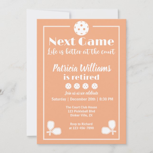 Convite A vida de reforma de picleball é melhor no tribuna (Frente)