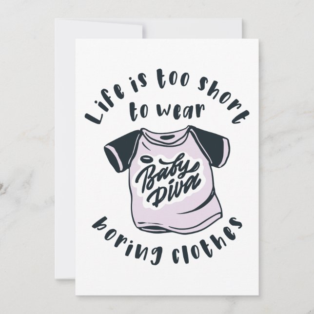 Convite A vida é curta demais para vestir roupas entediant (Frente)