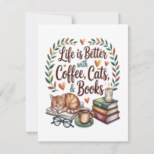Convite A Vida é Melhor com Café Gatos Livros