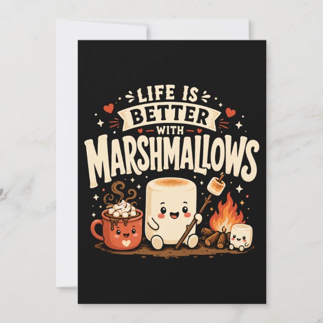 Convite A vida é melhor com marshmallows (Frente)