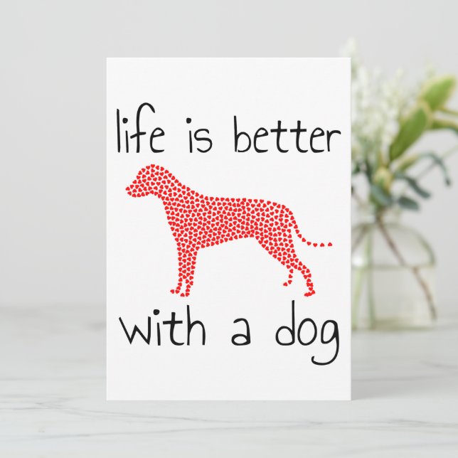Convite A Vida É Melhor Com Um Cão - Amantes de Cães   (Em pé/Frente)