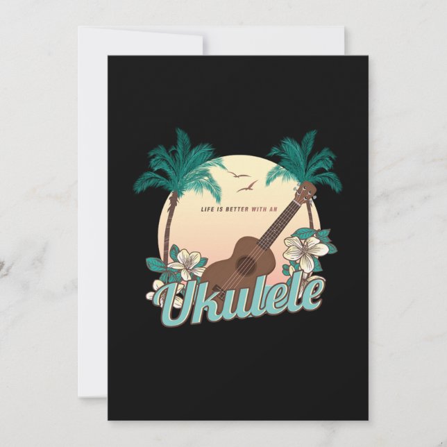 Convite A Vida É Melhor Com Um Presente Acústico Ukulele U (Frente)