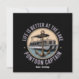 Convite A Vida É Melhor No Lago Pontoon Capitão Engraçado