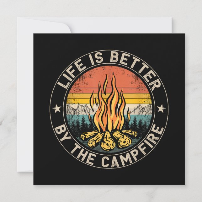Convite A vida é melhor pelo acampamento de Campfire (Frente)